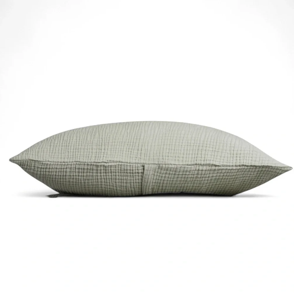 PARACHUTE ORGANIC CLOUD COTTON MOSS GREEN GAUZE PILLOW SHAM SZ KING